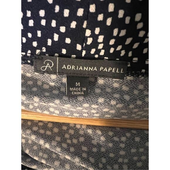 Adrianna Papell Women's M Flutter Sleeve Dot Printed Midi Dress Black White Twee - Picture 11 of 12